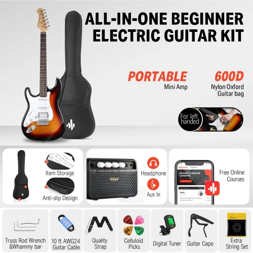 Donner DST-100S ST Elektro Gitar Seti (Sunburst) 4