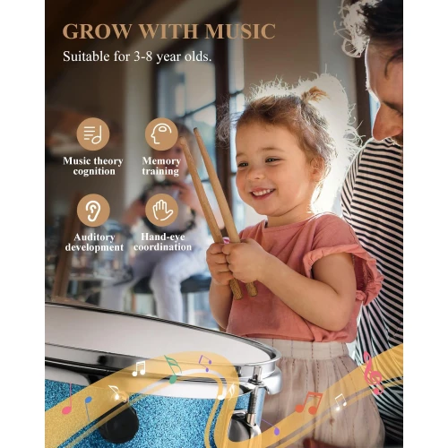 Eastar EDS-180MSB 14" 3-Parça Çocuk Davulu (Metallic Sky Blue) 8