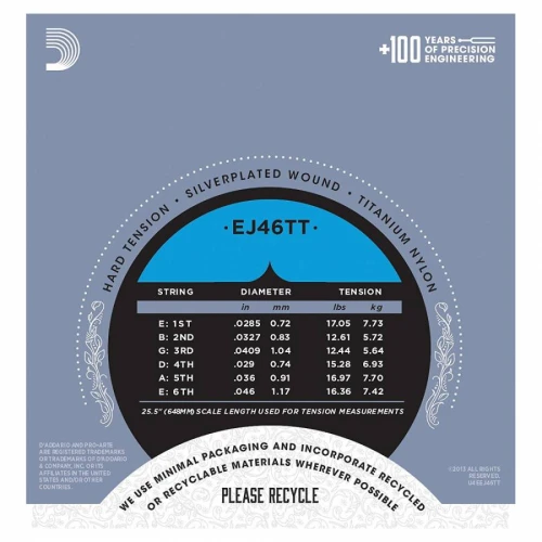 DADDARIO EJ46FF KLASİK GİTAR TEL SETİ, PRO-ARTE, CARBON TREBLES-DY 2