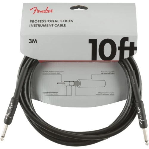 Fender Professional Düz/Düz Uçlu 3m Siyah Enstrüman Kablosu 1