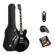 Donner DJP-1000 Semi-Hollow Elektro Gitar (Siyah) 1