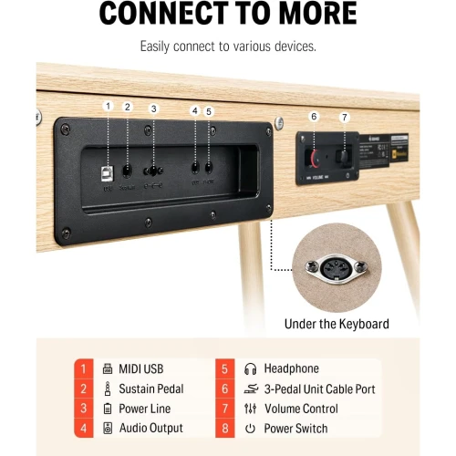 Donner DDP-80 Wooden Style Dijital Piyano (Naturel Wood) 6