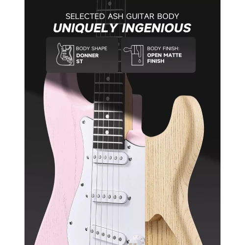 Donner DST-80 ST Elektro Gitar Seti (Pembe) 4