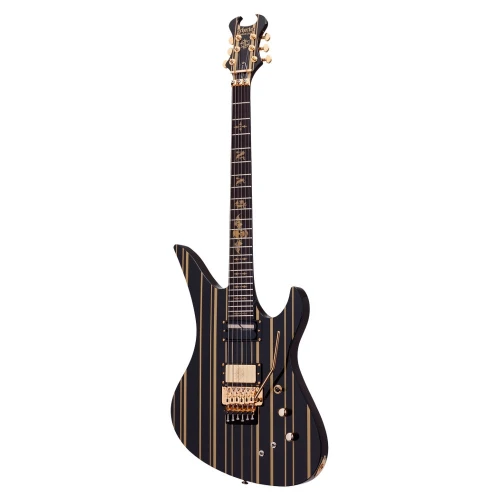 Schecter Synyster Custom FR Elektro Gitar (Gloss Black & Gold Stripes) 2