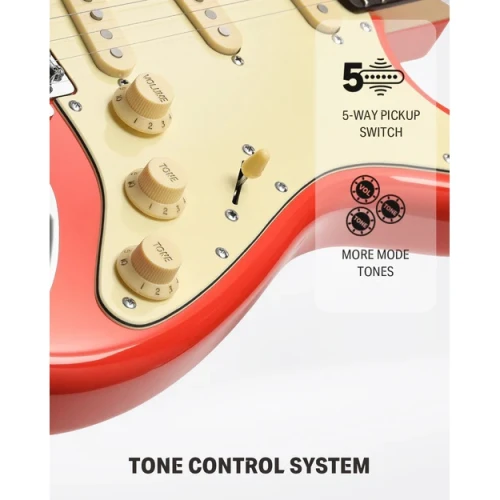 Donner DST-600 Elektro Gitar (Fiesta Red) 4