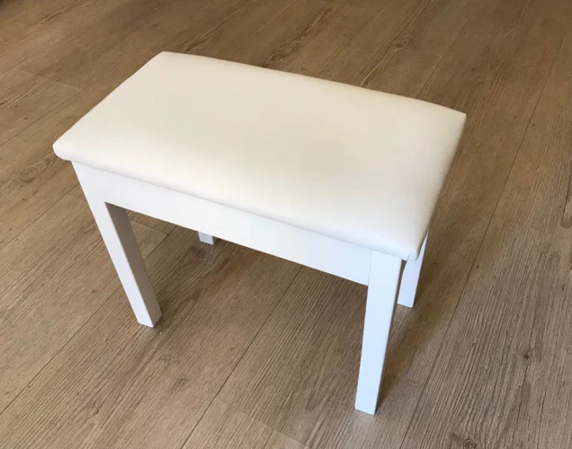 CREMONIA PTCWH PİYANO TABURESİ BEYAZ SANDIKLI MASİF AYAKLI 3