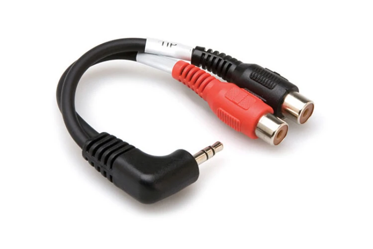 HOSA 3.5 mm. TRS (M) <-> Dual RCA (F) Stereo Breakout kablo (Açılı) 1