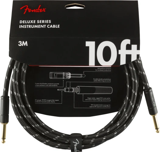 Fender Deluxe Düz/Düz Uçlu 3m Siyah Tweed Enstrüman Kablosu 1