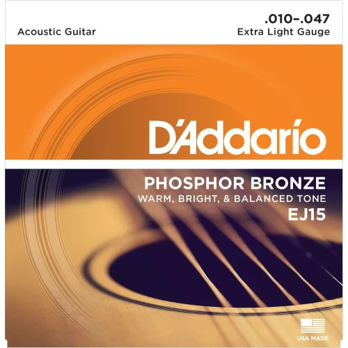 D’Addario EJ15 Akustik Gitar Tel Seti 10-47 Phosphor Bronze Extra Light 3