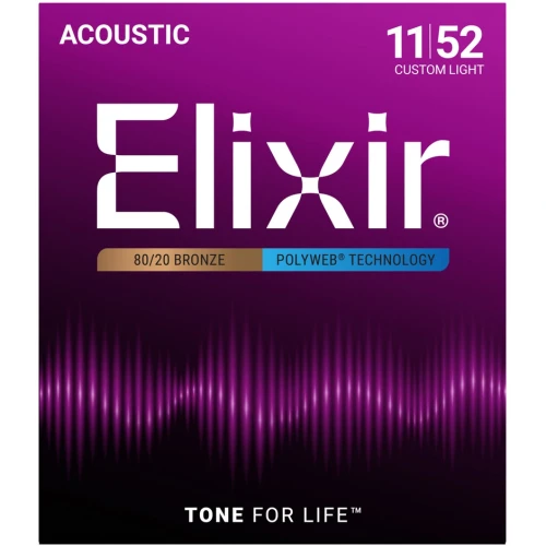 Elixir 11025 Polyweb Bronze Custom Light Akustik Gitar Teli (.011-.052) 1