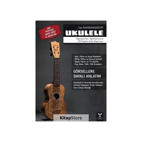 Umuttepe Yayınları Can Kahramansoy Ukulele Öğreniyorum / Öğretiyorum & 200 POPÜLER ŞARKI 1