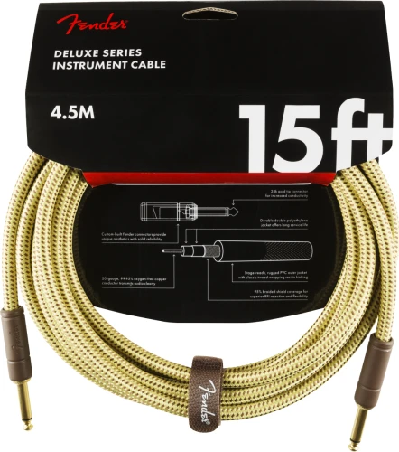 Fender Deluxe Düz/Düz Uçlu 4m Tweed Enstrüman Kablosu 4
