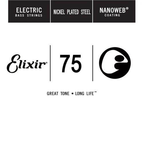 Elixir NANOWEB Coating Long Scale Tek Bas Gitar Teki (.075) 1