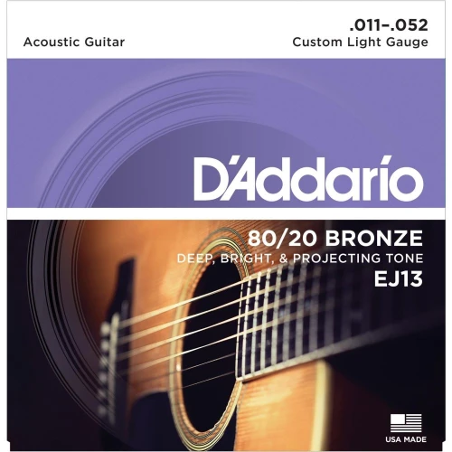 DADDARIO EJ13 AKUSTİK GİTAR TEL SETİ, 80/20 BRONZ CUSTOM LIGHT 2