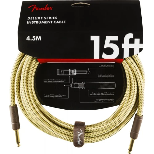 Fender Deluxe Düz/Düz Uçlu 4m Tweed Enstrüman Kablosu 1