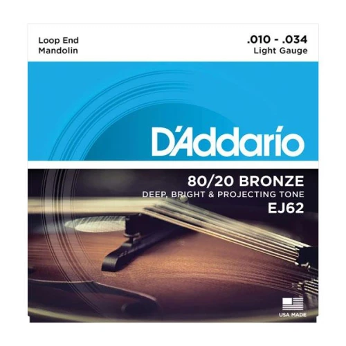D'addario Ej62 Mandolin Tel Seti, 80/20 Bronze, Loop End, Light G 3