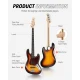Donner DJB-510D JB-Style Bas Gitar (Sunburst) 5