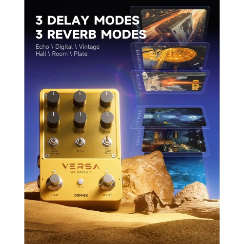 Donner Versa - Yellow Fall II 3x3 Reverb ve Delay Pedalı 4