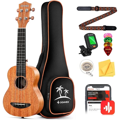 Donner Maun Tenor Ukulele Professional Tenor Ukelele Başlancıç Seti (Natural) 1