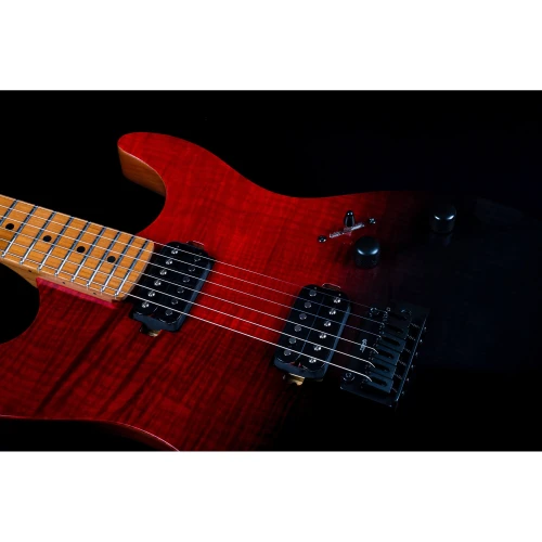 Jet JS-1000 Vulcano HH Elektro Gitar (Flamed Transparent Red) 5
