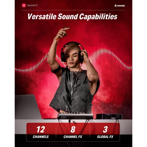 Donner Essential D1 Performance Beat Machine, Step Sequencer& Finger Drum Machine 4