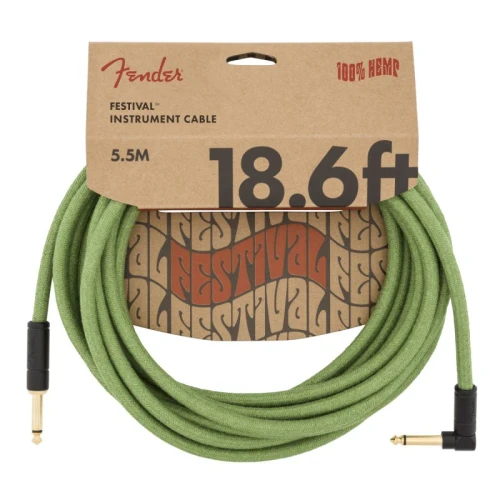 Fender Festival Düz/L Uçlu 5m Pure Hemp Yeşil Enstrüman Kablosu 1