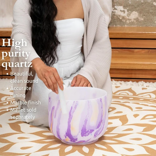 Meinl Sonic Energy 10" Marble Crystal Singing Bowl (B4, Purple, 432 Hz, Crown Chakra) 2