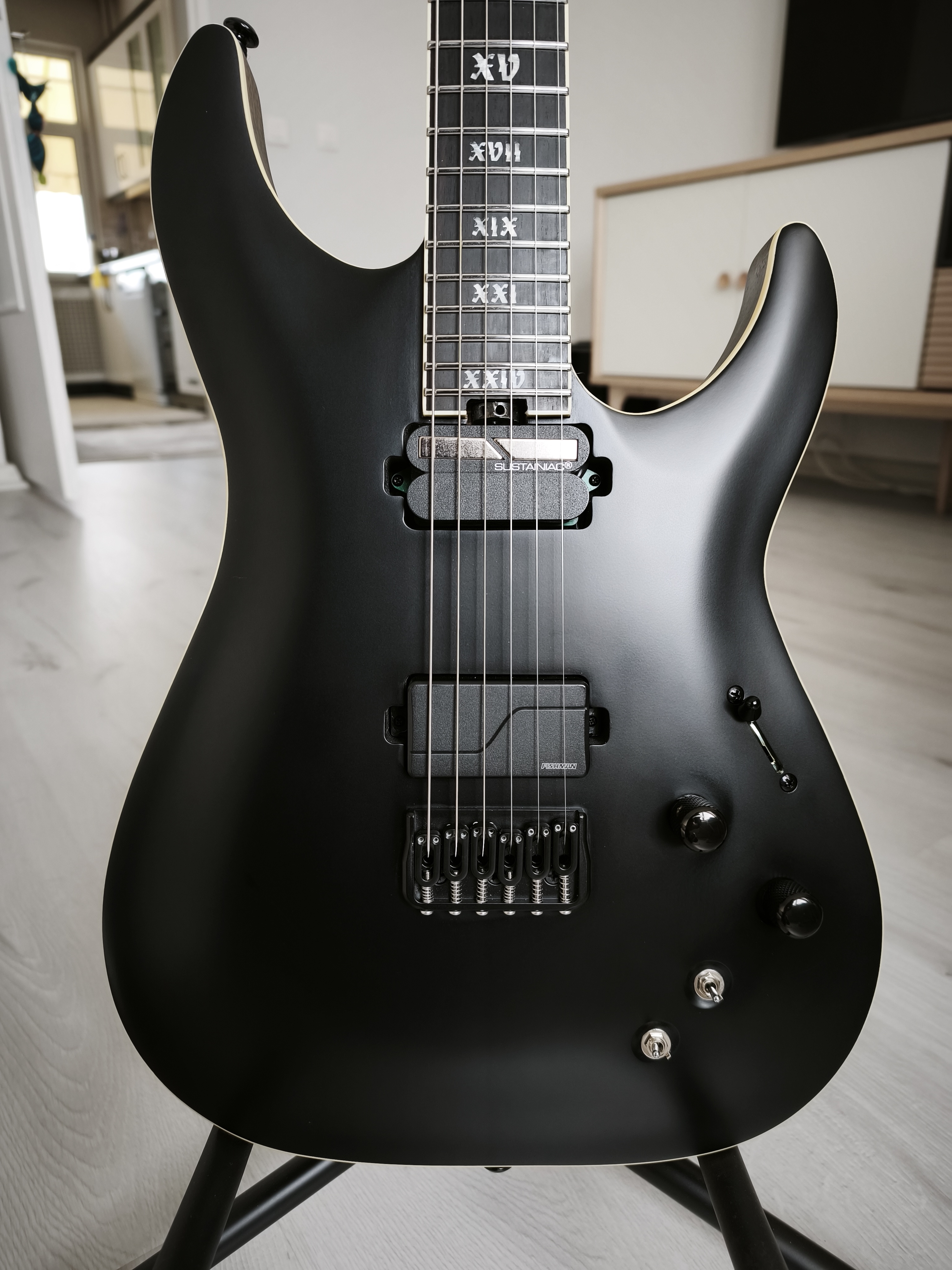 Schecter C-1 HT S SLS Elite Evil Twin Elektro Gitar (Mat Siyah) 1