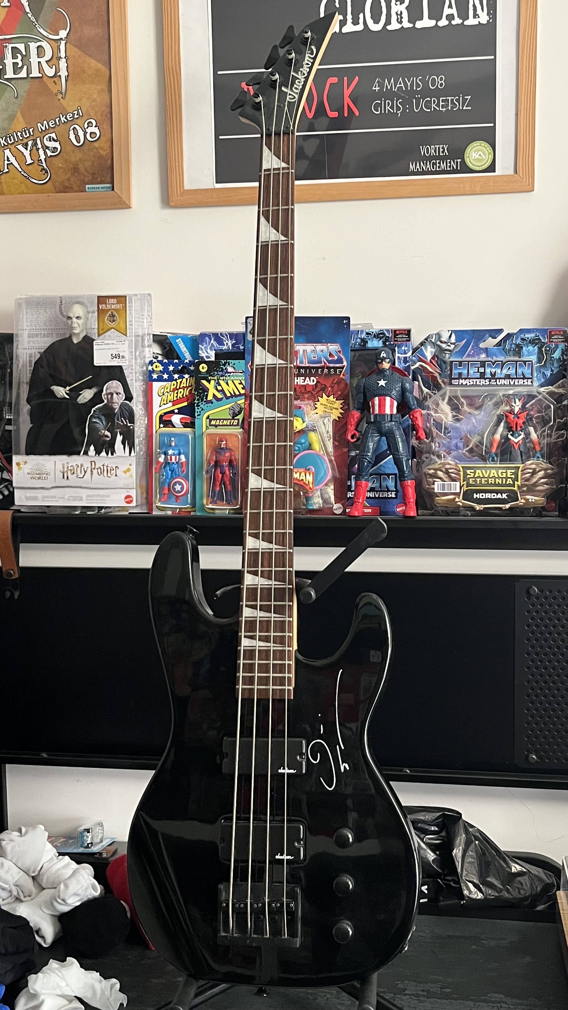 Jackson JS2 Satin Black Bas Gitar DAVID ELLEFSON imzalı . 3