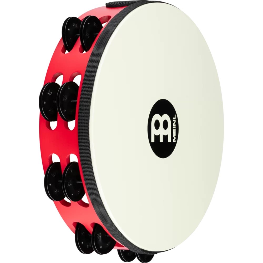 Meinl TAH2BK-R-TF Traditional Wood Frame Steel Jingles 2 Rows 10" Tamburin (Kırmızı) 1