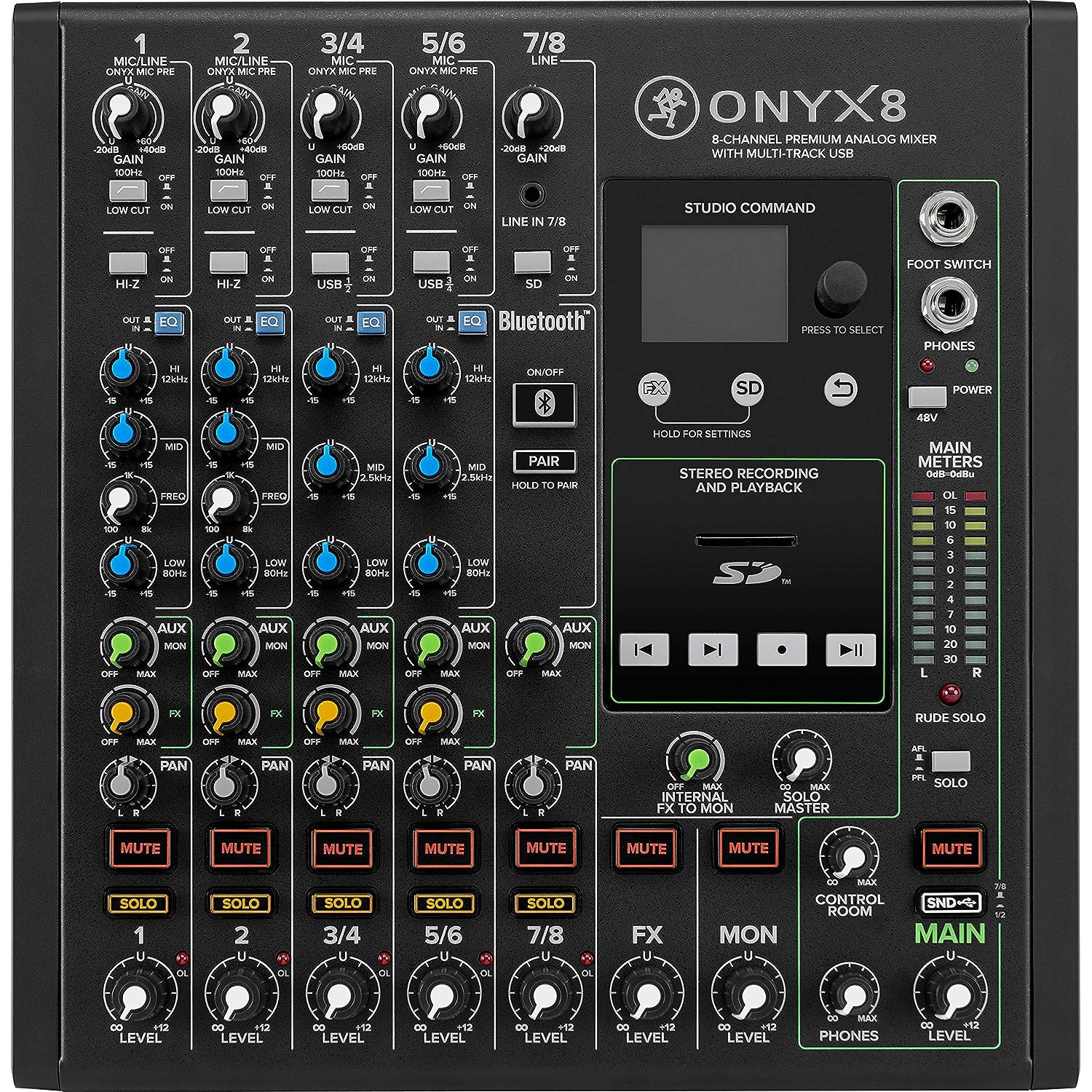 Mackie Onyx8 8-Kanal Analog Mikser (Multi-Track USB) 1