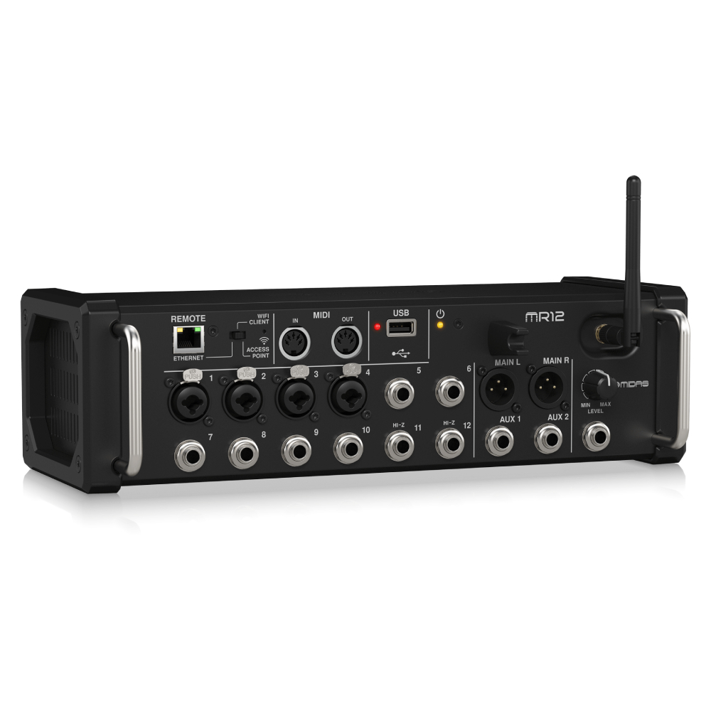 Midas MR12 12 Girişli Dijital Mikser iPad/Android Tabletler için Uygun, 4 Midas PRO Preamp, 8 Hat Girişi, Entegre Wifi Modülü ve USB Stereo Kaydedici 3