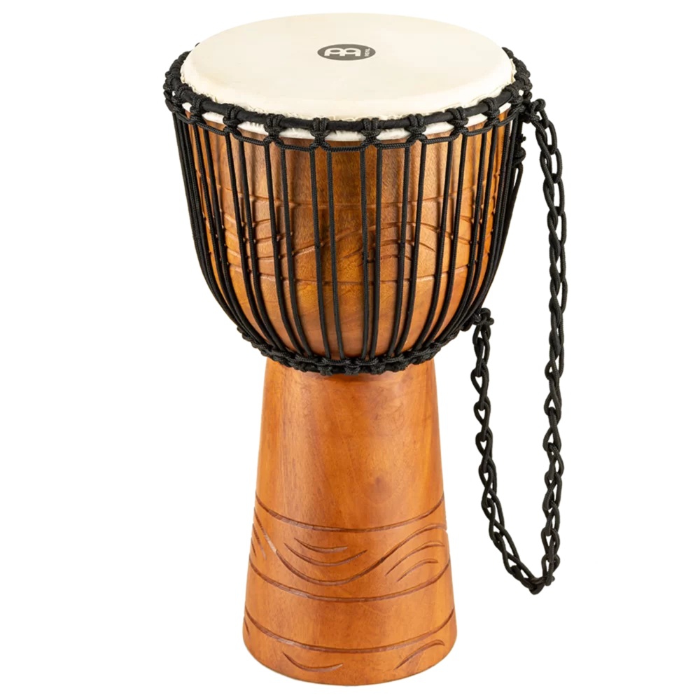 Meinl ADJ2-M+BAG African Style Rope Tuned Series Medium 10" Djembe (Brown) 1