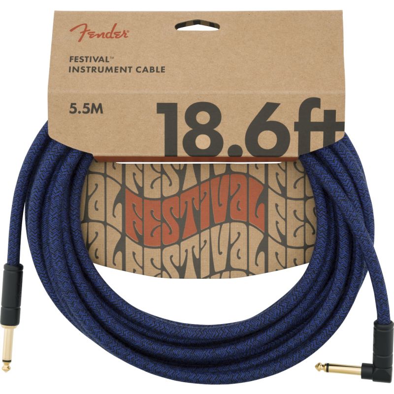 Fender Festival Düz/L Uçlu 5m Pure Hemp Mavi Dream Enstrüman Kablosu 1