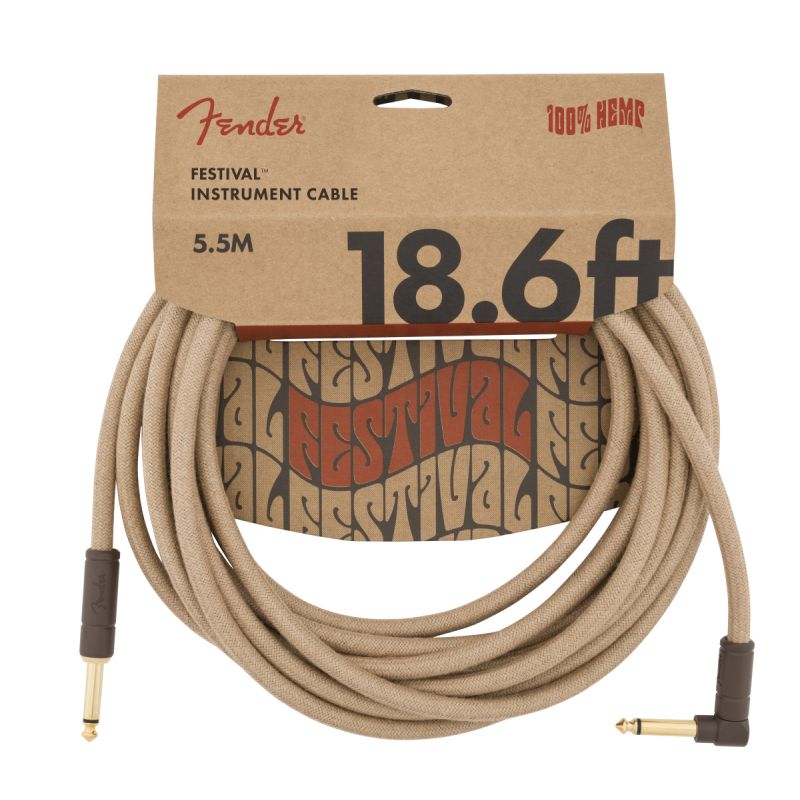 Fender Festival Düz/L Uçlu 5m Pure Hemp Natural Enstrüman Kablosu 1