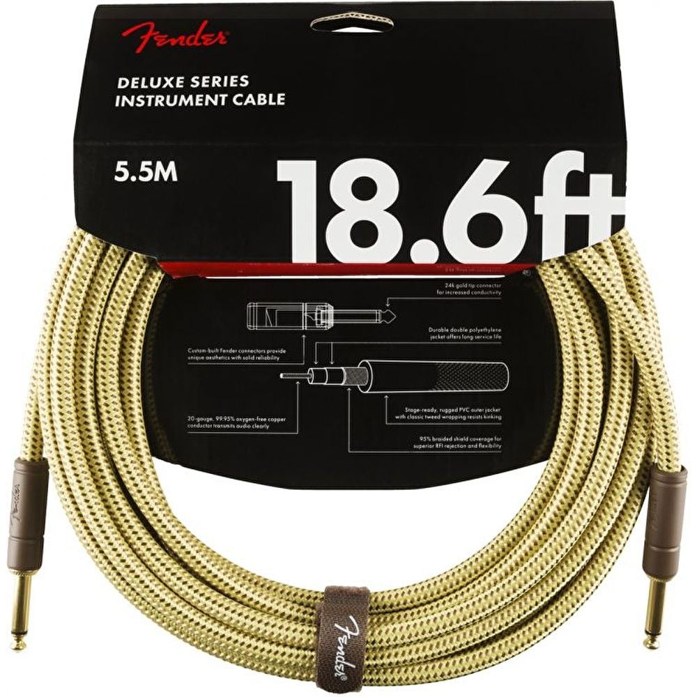 Fender Deluxe Düz/Düz Uçlu 5m Tweed Enstrüman Kablosu 2