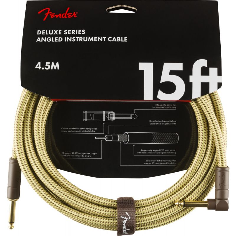 Fender Deluxe Düz/L Uçlu 4m Tweed Enstrüman Kablosu 1