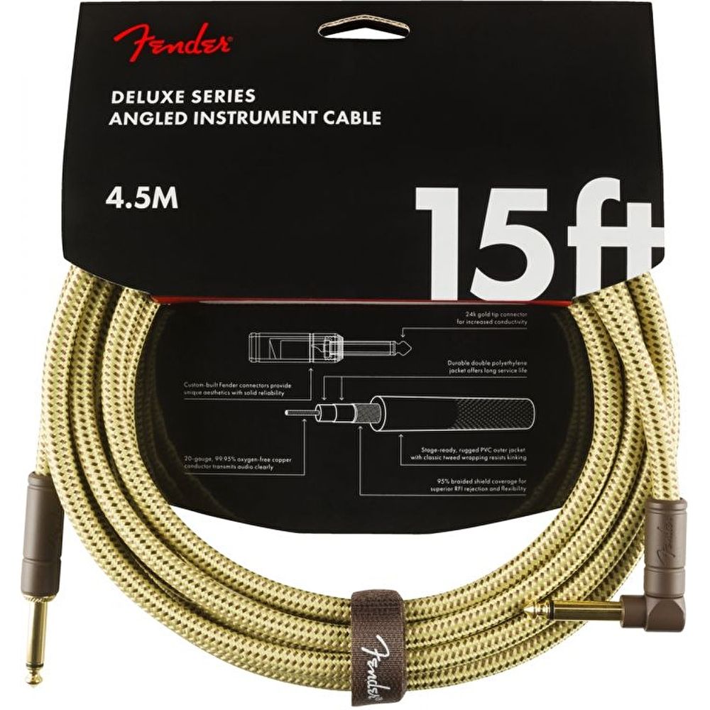 Fender Deluxe Düz/L Uçlu 4m Tweed Enstrüman Kablosu 2