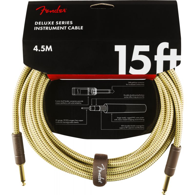 Fender Deluxe Düz/Düz Uçlu 4m Tweed Enstrüman Kablosu 1