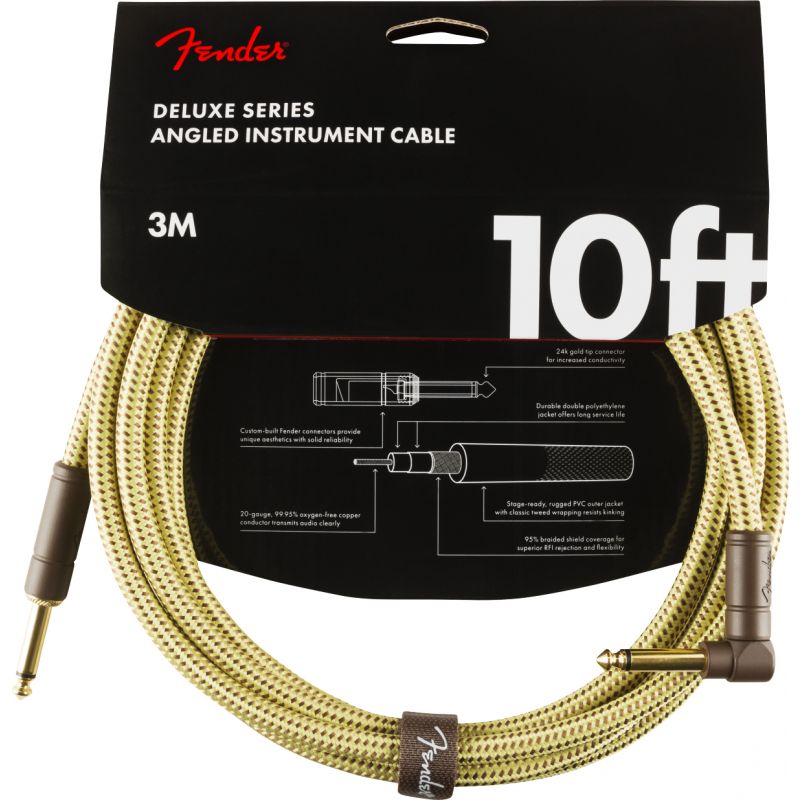 Fender Deluxe Düz/L Uçlu 3m Tweed Enstrüman Kablosu 1