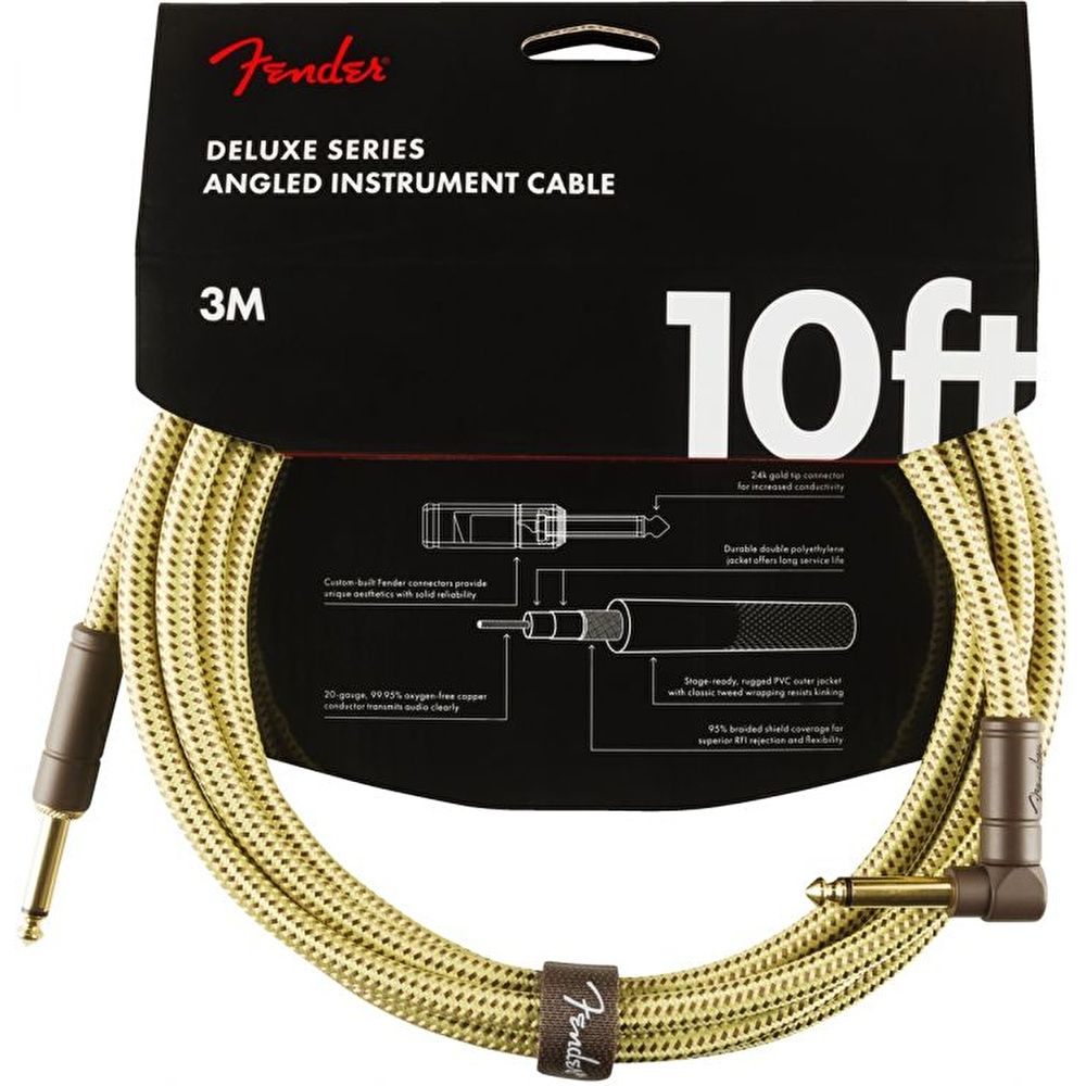 Fender Deluxe Düz/L Uçlu 3m Tweed Enstrüman Kablosu 2