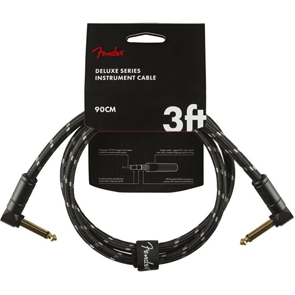 Fender Deluxe L/L Uçlu 90cm Siyah Tweed Patch Kablosu 2