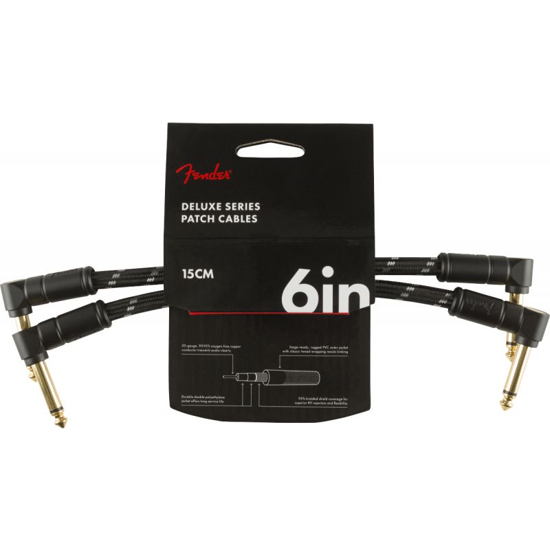 Fender Deluxe 2-Pack L/L Uçlu 15cm Siyah Tweed Patch Kablosu 1