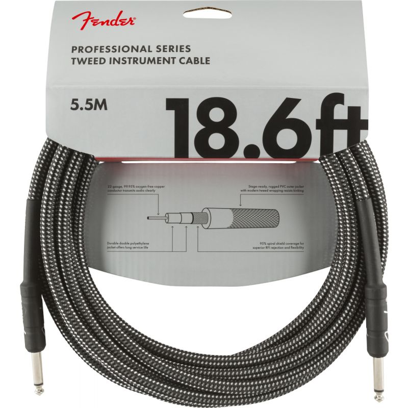 Fender Professional 5m Gri Tweed Enstrüman Kablosu 1