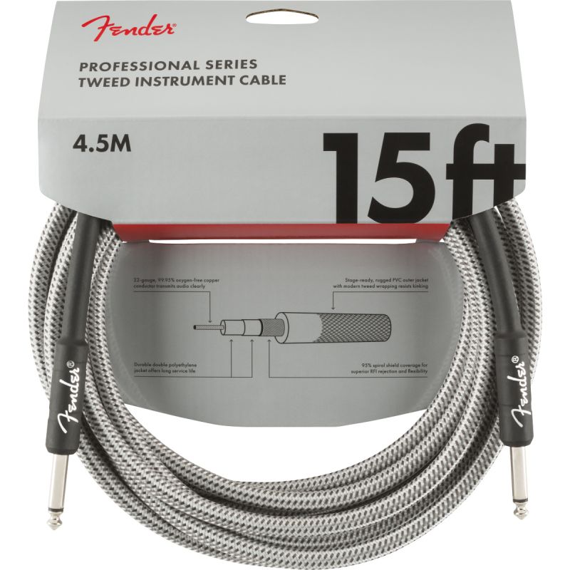Fender Professional 4m Beyaz Tweed Enstrüman Kablosu 1