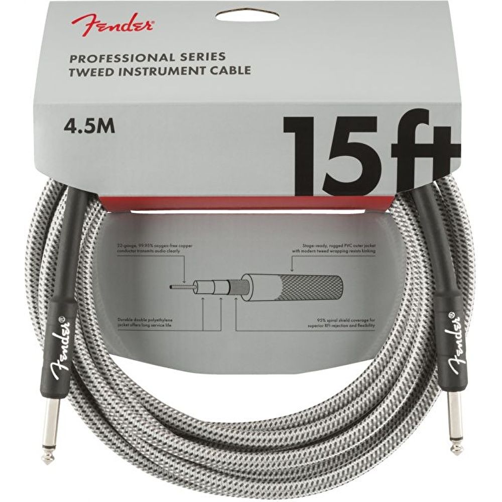Fender Professional 4m Beyaz Tweed Enstrüman Kablosu 2