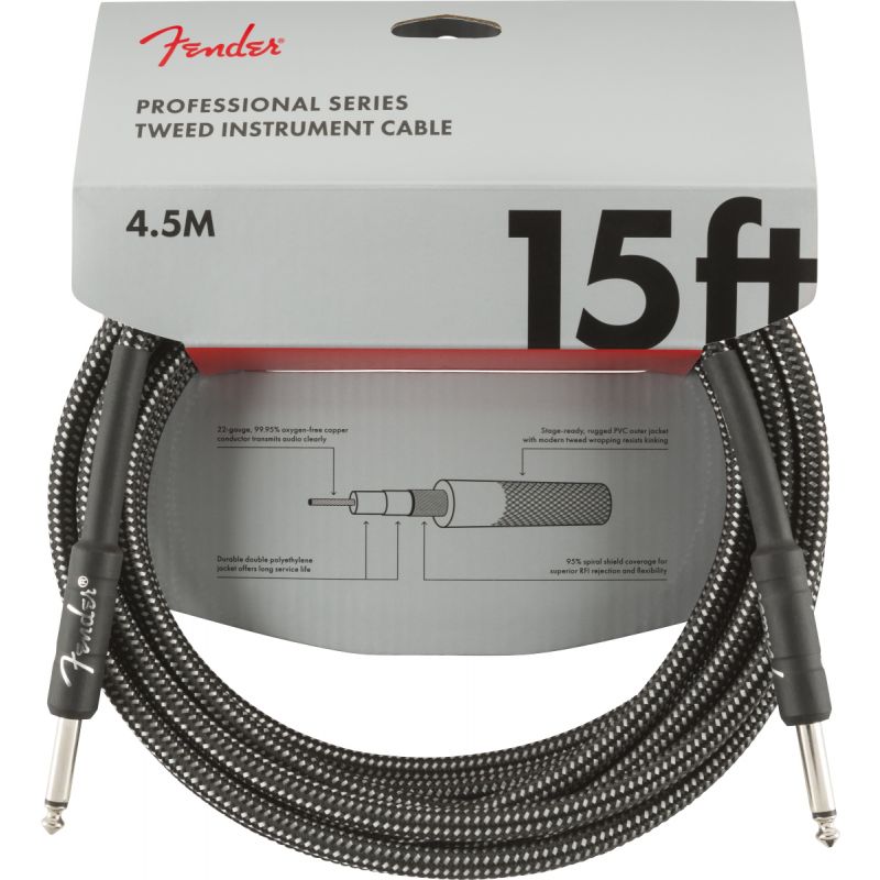 Fender Professional 4m Gri Tweed Enstrüman Kablosu 1