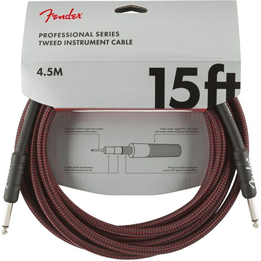 Fender Professional 4m Kırmızı Tweed Enstrüman Kablosu 2