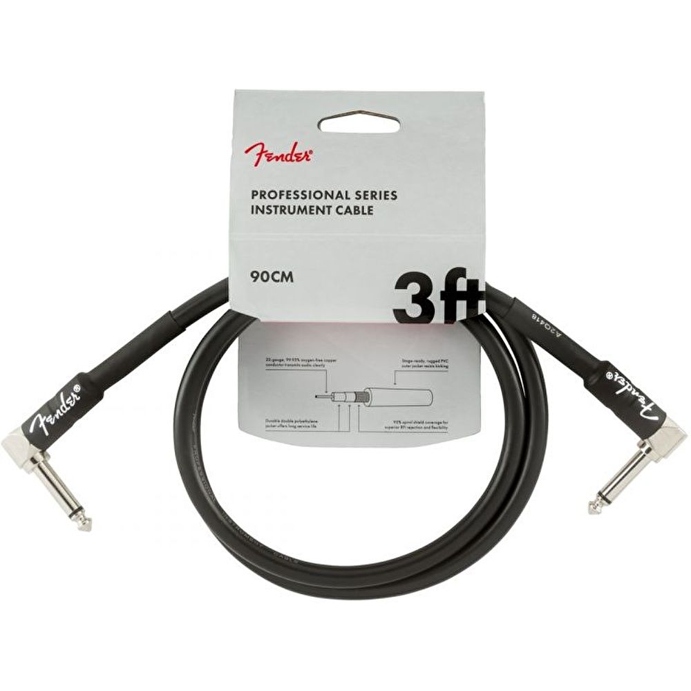 Fender Professional L/L Uçlu 90cm Siyah Patch Kablosu 2