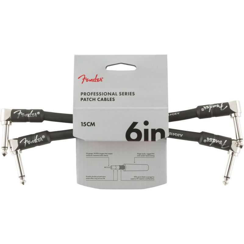 Fender Professional 2li Paket L/L Uçlu 15cm Siyah Patch Kablosu 1